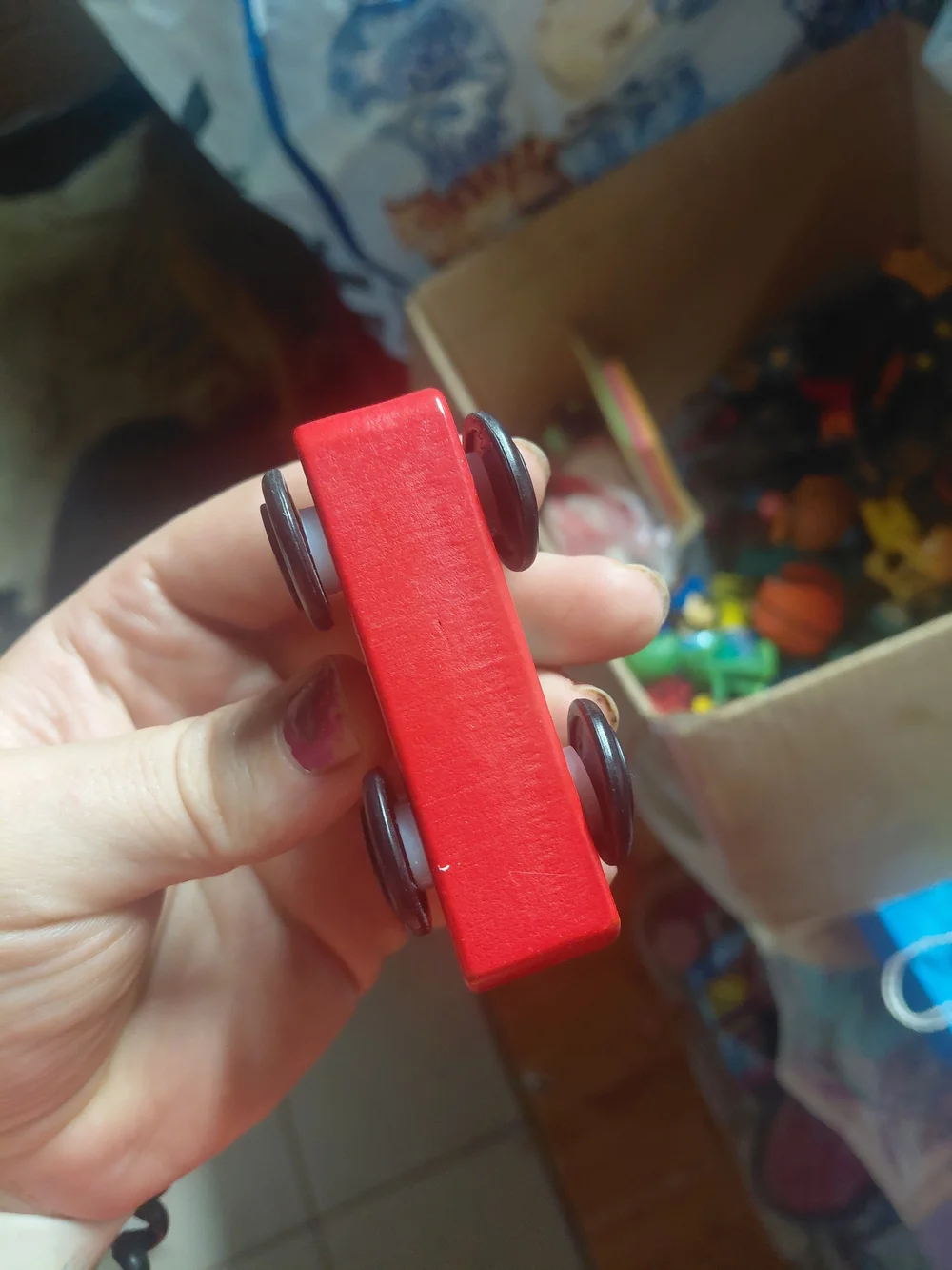 Melissa & Doug Red Wooden Toy Car with Teal Window